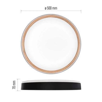 LED dimbare plafondlamp ILVI LED/45W/230V 2700-6500K Ø 50 cm zwart/beige + afstandsbediening