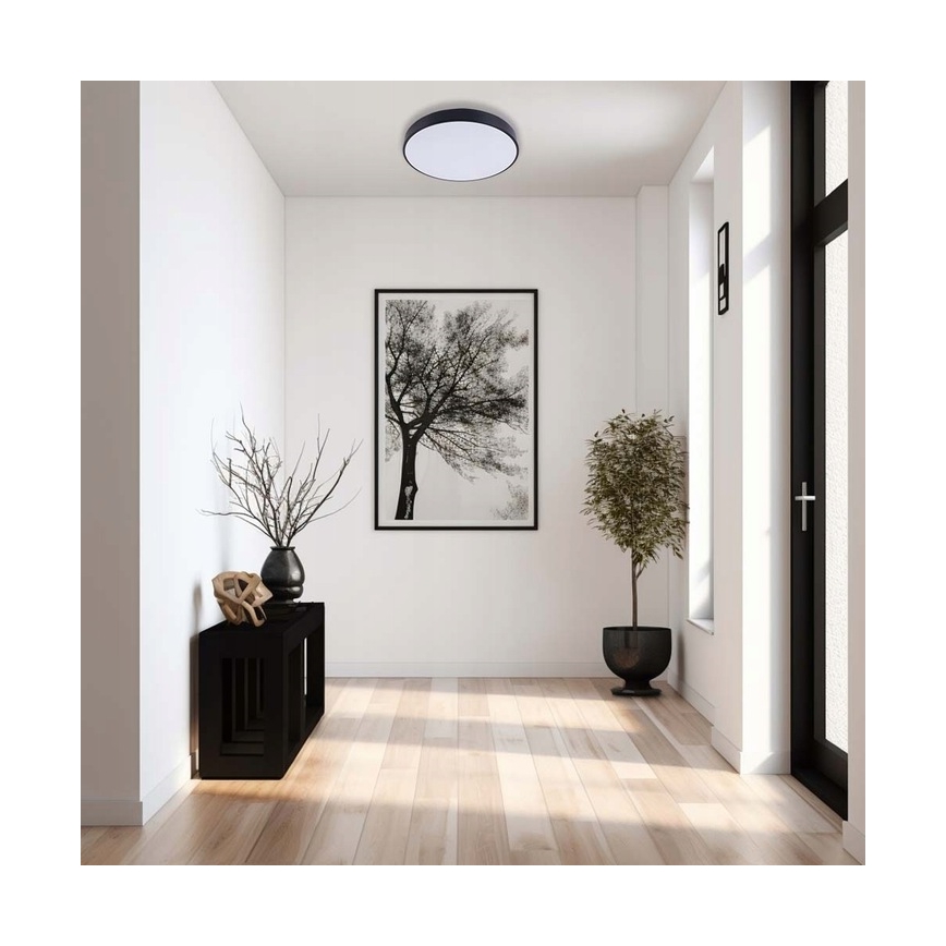Dimbare LED Plafondlamp LED/30W/230V 3000-6500K diameter 30 cm zwart + afstandsbediening