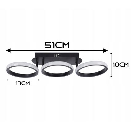Dimbaar LED-plafondlamp LED/30W/230V 3000-6500K zwart Wi-Fi Tuya + afstandsbediening