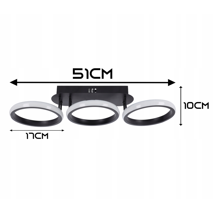 Dimbaar LED-plafondlamp LED/30W/230V 3000-6500K zwart Wi-Fi Tuya + afstandsbediening