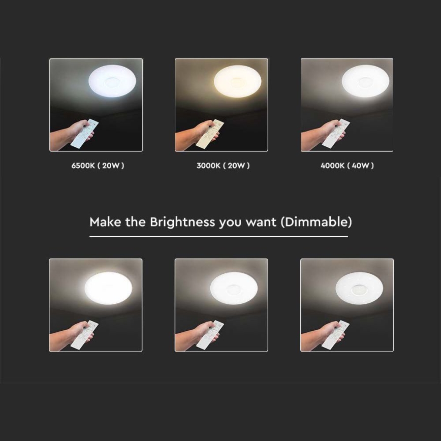 Dimbare LED Plafondlamp LED/40W/230V 3000/4000/6500K + afstandsbediening