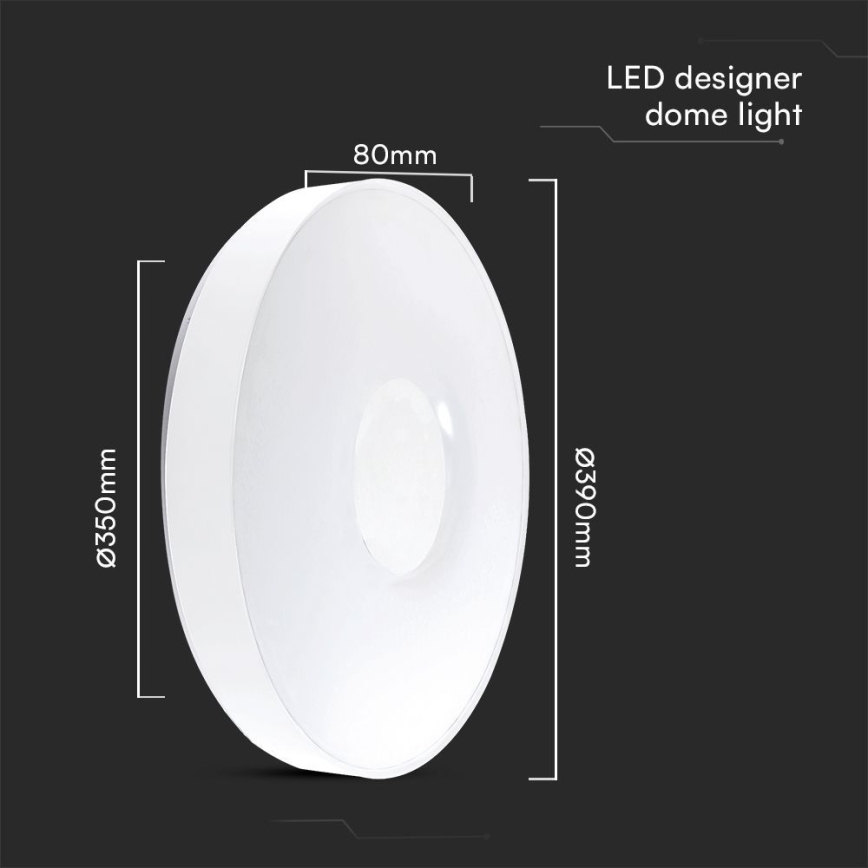 Dimbare LED plafondlamp LED/40W/230V 3000-6500K 39 cm wit + afstandsbediening