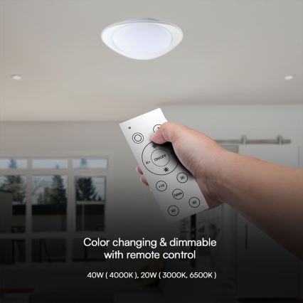 Dimbare LED plafondlamp LED/40W/230V 3000-6500K 45 cm wit + afstandsbediening