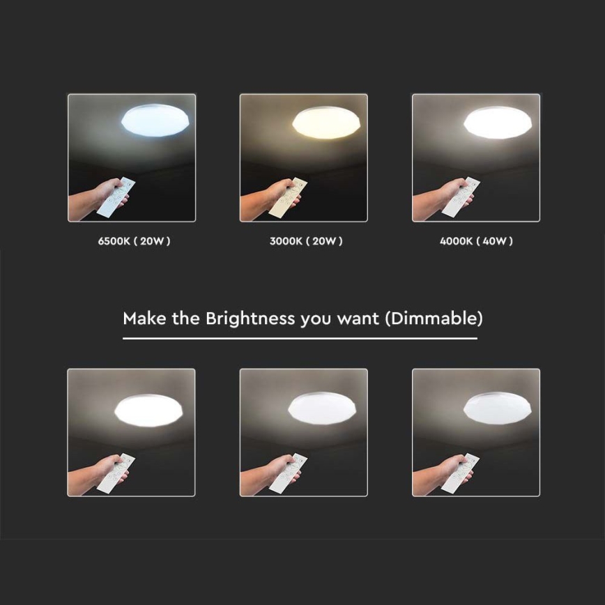 Dimbare LED plafondlamp LED/40W/230V 3000K/4000K/6500K diameter 38,8 cm + afstandsbediening