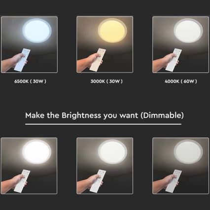 Dimbare LED Plafondlamp LED/40W/230V 3000K/4000K/6500K + afstandsbediening