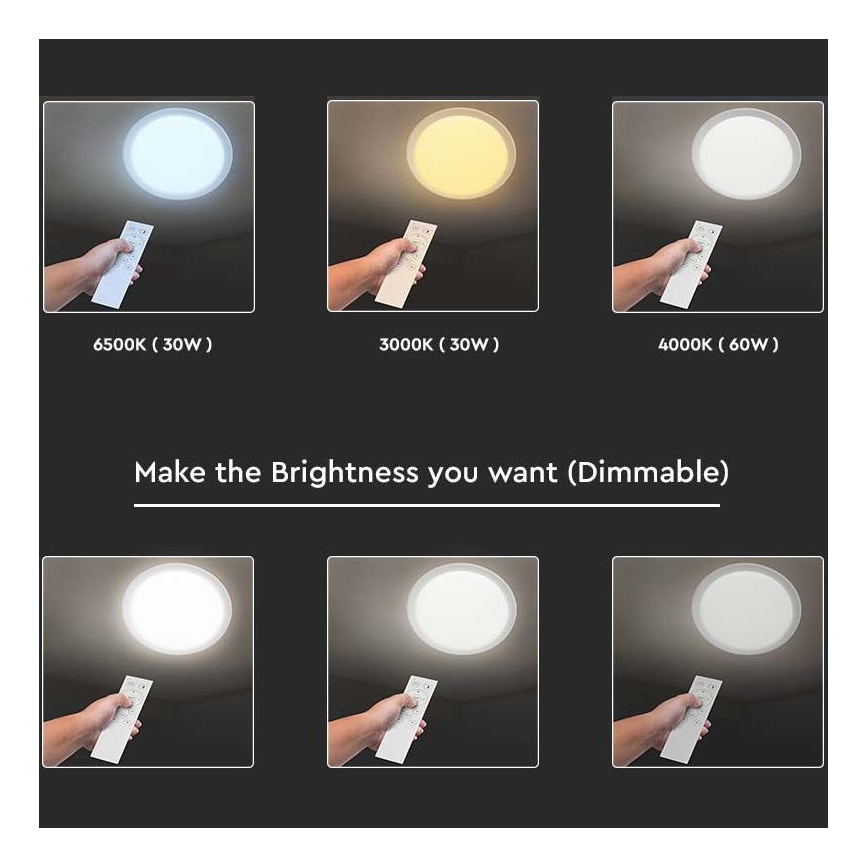 Dimbare LED Plafondlamp LED/40W/230V 3000K/4000K/6500K + afstandsbediening
