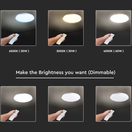 Dimbare LED plafondlamp LED/40W/230V 3000K/4000K/6500K diameter 50 cm + afstandsbediening