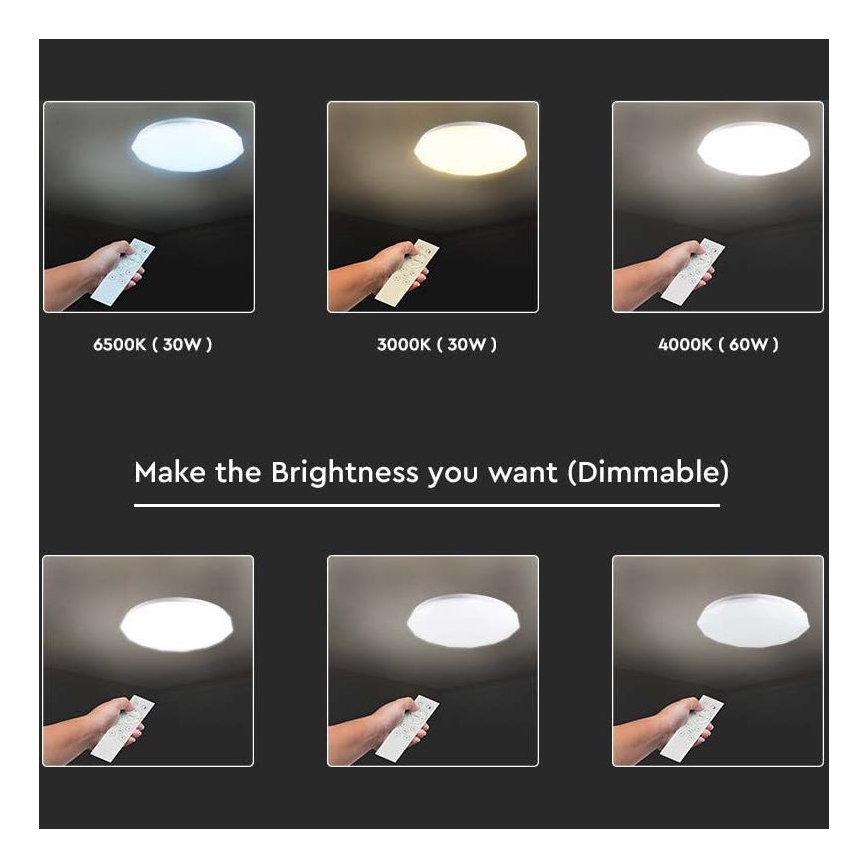 Dimbare LED plafondlamp LED/40W/230V 3000K/4000K/6500K diameter 50 cm + afstandsbediening