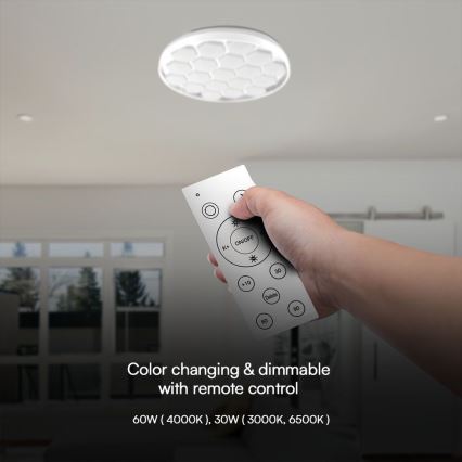 Dimbare LED Plafondlamp LED/60W/230V 3000/4000/6500K + afstandsbediening