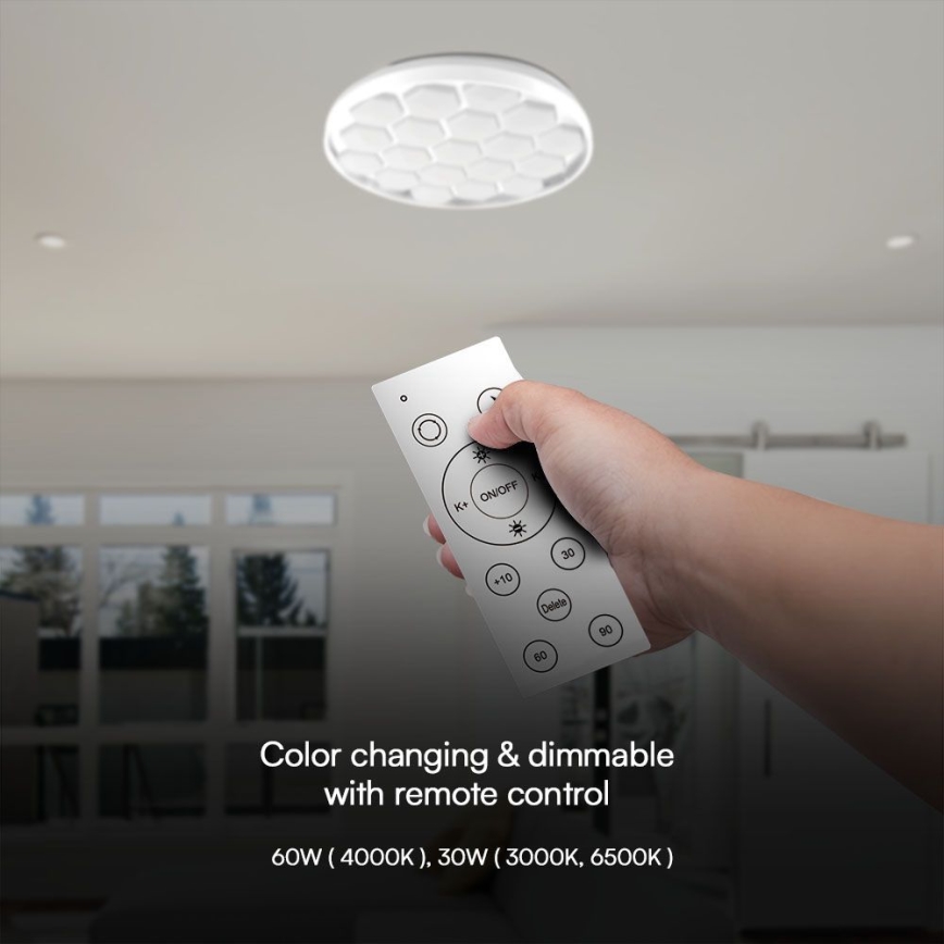 Dimbare LED Plafondlamp LED/60W/230V 3000/4000/6500K + afstandsbediening