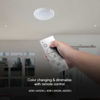 Dimbare LED plafondlamp LED/60W/230V 3000-6500K 49,2 cm wit + afstandsbediening