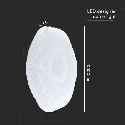 Dimbare LED plafondlamp LED/60W/230V 3000-6500K 50 cm wit + afstandsbediening