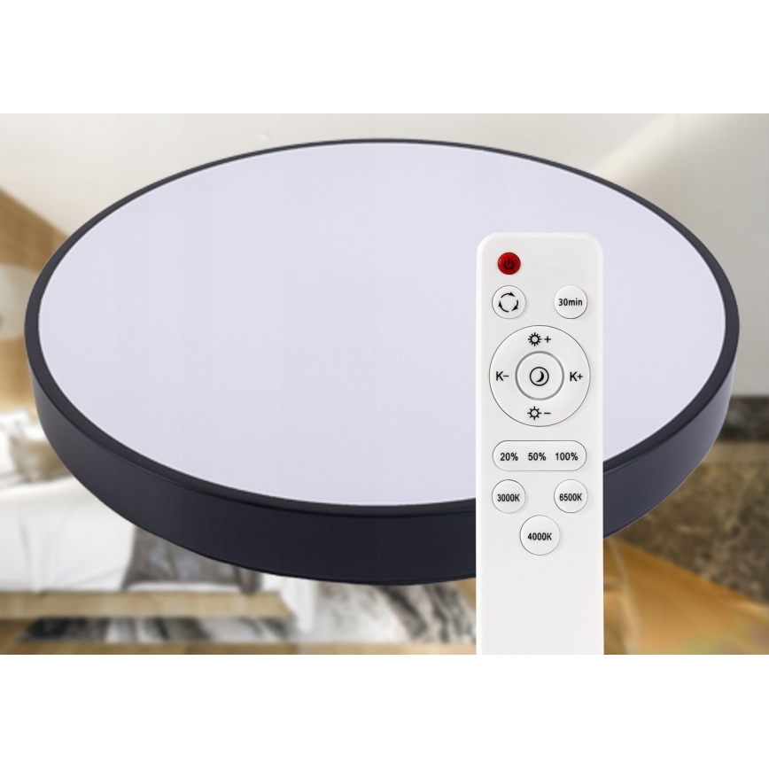 Dimbare LED Plafondlamp LED/60W/230V 3000-6500K diameter 60 cm zwart + afstandsbediening