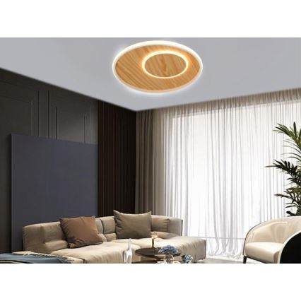 Dimbare LED Plafondlamp LED/65W/230V 3000-6500K bruin + afstandsbediening