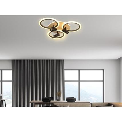 Dimbare LED Plafondlamp LED/70W/230V 3000-6500K zwart/bruin + afstandsbediening