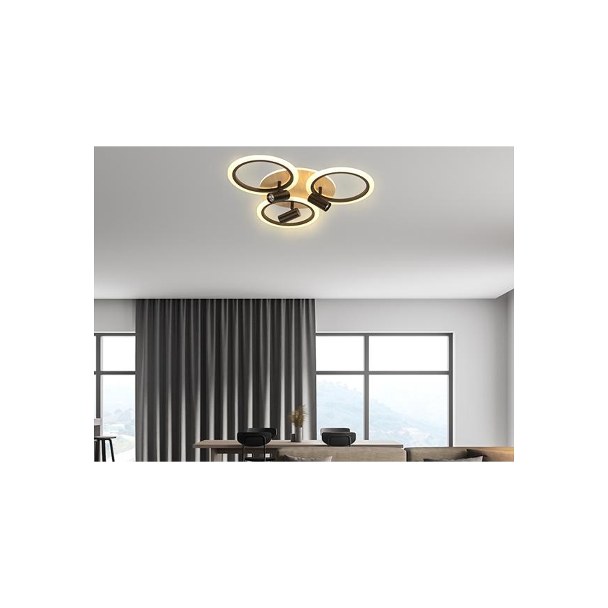Dimbare LED Plafondlamp LED/70W/230V 3000-6500K zwart/bruin + afstandsbediening