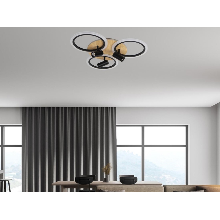 Dimbare LED Plafondlamp LED/70W/230V 3000-6500K zwart/bruin + afstandsbediening