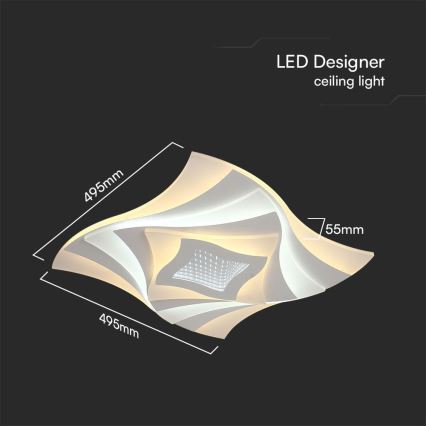 Dimbare LED plafondlamp LED/75W/230V 3000-6500K 49,5x49,5 cm + afstandsbediening