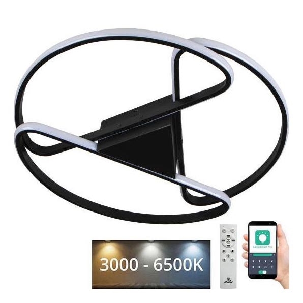 Dimbare LED Plafondlamp LED/75W/230V 3000-6500K zwart + afstandsbediening