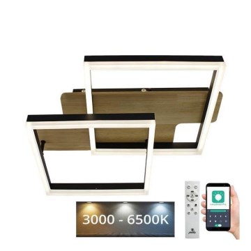 Dimbare LED plafondlamp LED/85W/230V 3000-6500K eiken + afstandsbediening