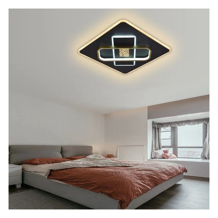 Dimbare LED plafondlamp LED/90W/230V 3000-6500K zwart + afstandsbediening