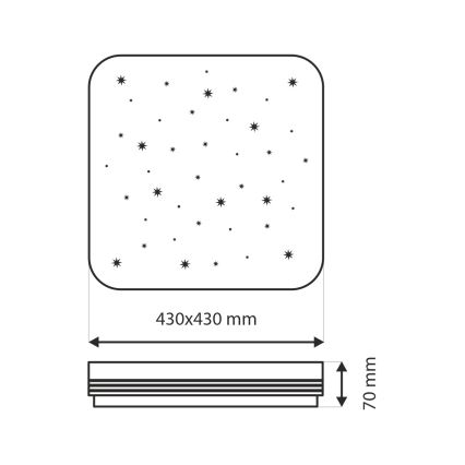 Dimbare LED plafondlamp MANA LED/36W/230V 2700-6500K 43x43 cm + afstandsbediening