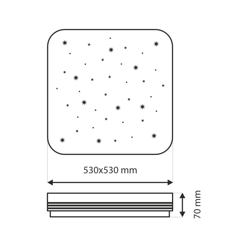 Dimbare LED plafondlamp MANA LED/60W/230V 2700-6500K 53x53 cm + afstandsbediening