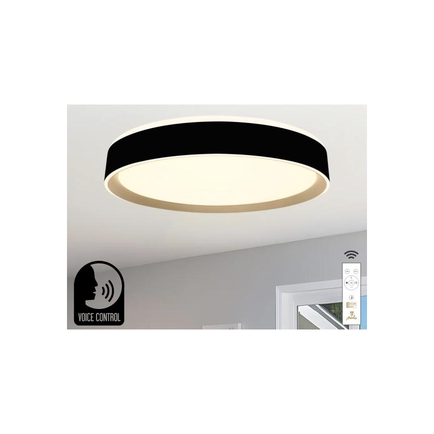 Dimbare LED plafondlamp met spraakbesturing OPAL LED/48W/230V 2700-6500K zwart + afstandsbediening