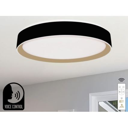 Dimbare LED plafondlamp met spraakbesturing OPAL LED/48W/230V 2700-6500K zwart + afstandsbediening