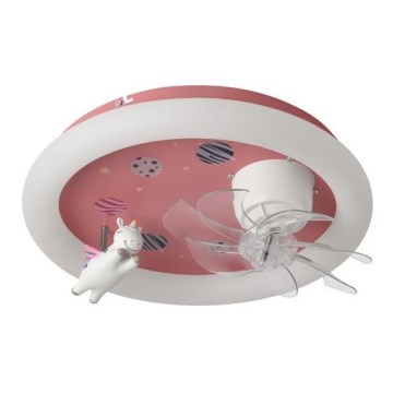 Dimbare LED-plafondlamp met ventilator voor kinderkamer, LED/48W/230V 3000/4000/6000K roze + afstandsbediening