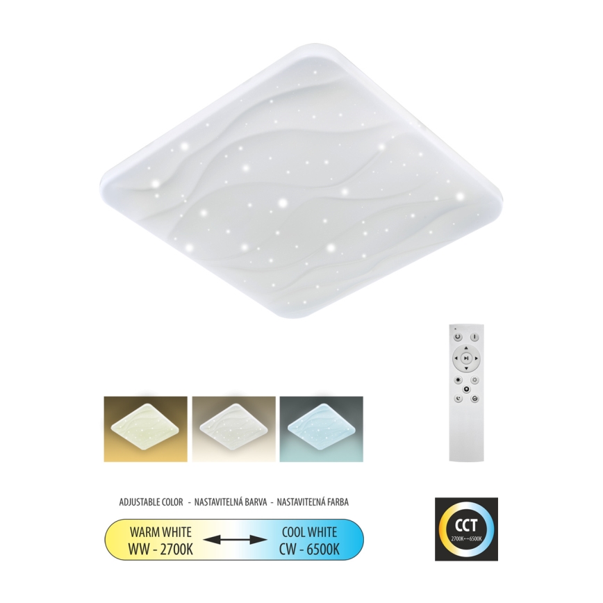 Dimbare LED plafondlamp NERIS LED/36W/230V 2700-6500K 43x43 cm + afstandsbediening