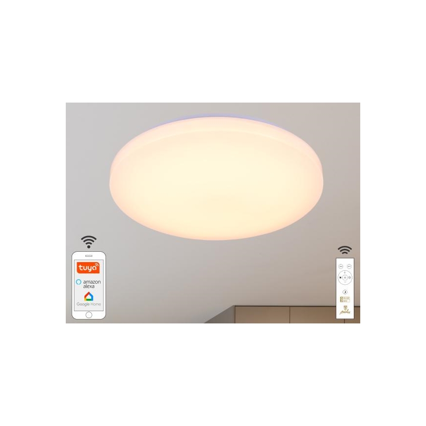 Dimbare LED plafondlamp OPAL LED/48W/230V 2700-6500K Wi-Fi Tuya wit + afstandsbediening