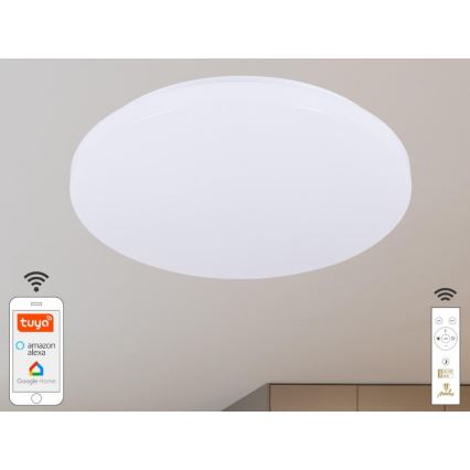 Dimbare LED plafondlamp OPAL LED/48W/230V 2700-6500K Wi-Fi Tuya wit + afstandsbediening