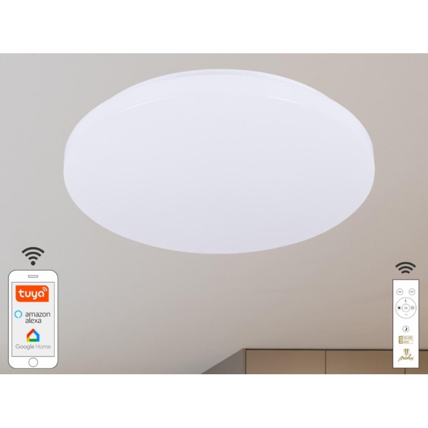 Dimbare LED plafondlamp OPAL LED/48W/230V 2700-6500K Wi-Fi Tuya wit + afstandsbediening