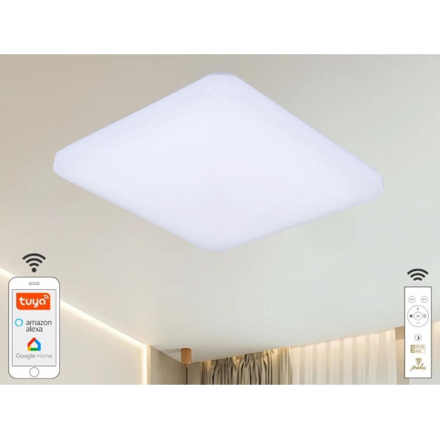 Dimbare LED plafondlamp OPAL LED/48W/230V 2700-6500K Wi-Fi Tuya wit + afstandsbediening