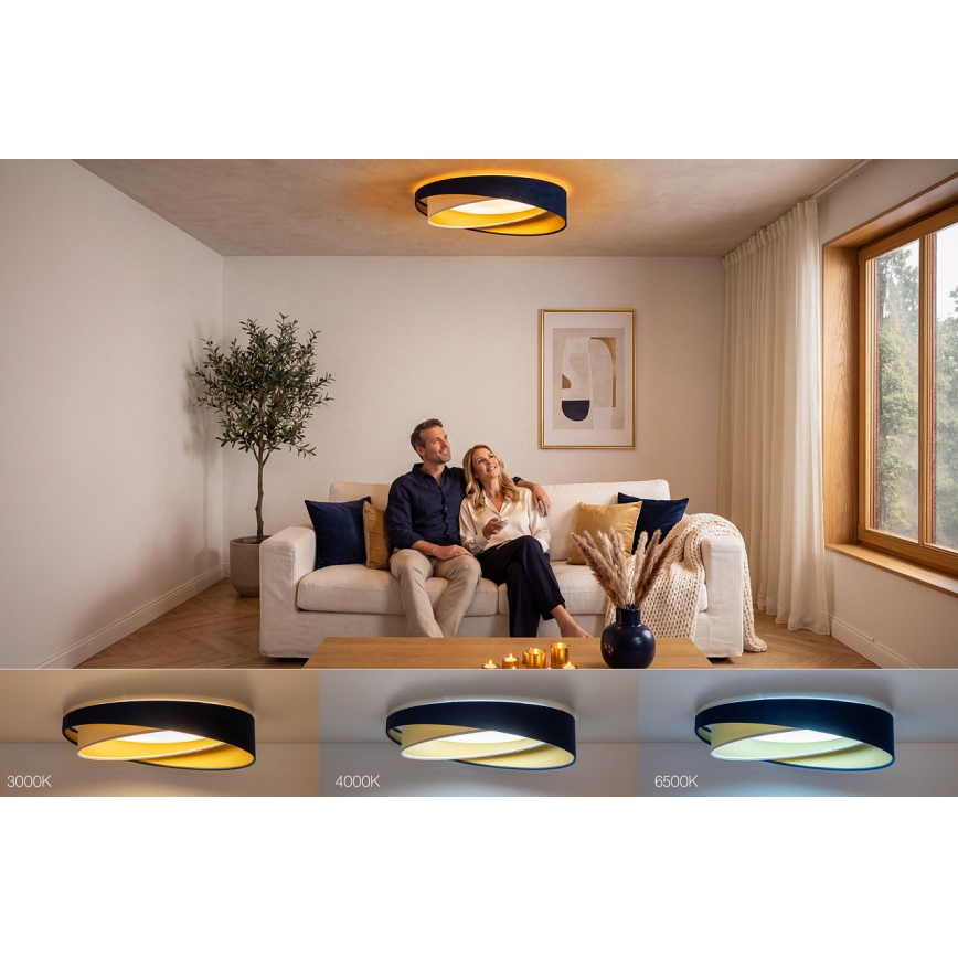 Dimbare LED-plafondlamp SMART GALAXY MODERN LED/24W/230V 3000-6500K Ø 55 cm blauw/wit/goud + afstandsbediening