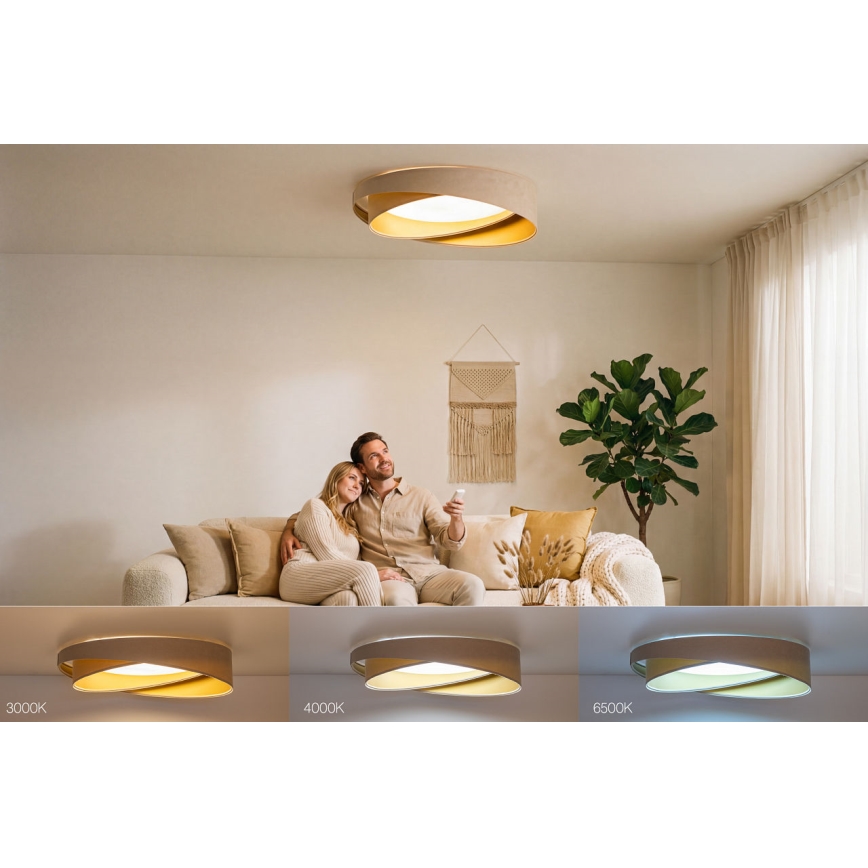 LED-dimbare plafondlamp SMART GALAXY MODERN LED/24W/230V 3000-6500K Ø 55 cm beige/goud + afstandsbediening