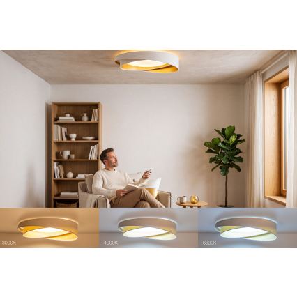 Dimbare LED-plafondlamp SMART GALAXY MODERN LED/24W/230V 3000-6500K Ø 55 cm wit/goud + afstandsbediening