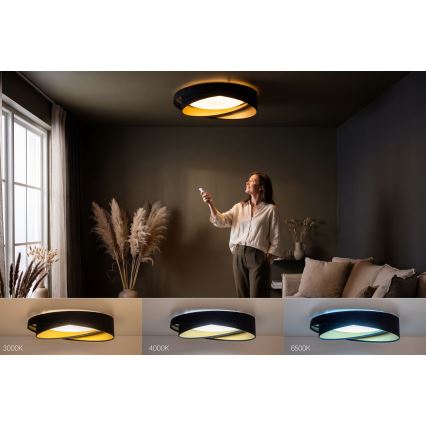 LED-dimbare plafondlamp SMART GALAXY MODERN LED/24W/230V 3000-6500K Ø 55 cm zwart/goud + afstandsbediening