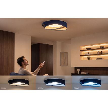 Dimbare LED plafondlamp SMART GALAXY MODERN LED/24W/230V 3000-6500K Ø 55 cm blauw/zilver + afstandsbediening