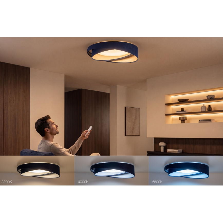 Dimbare LED plafondlamp SMART GALAXY MODERN LED/24W/230V 3000-6500K Ø 55 cm blauw/zilver + afstandsbediening