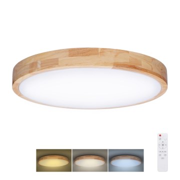Dimbare LED plafondlamp SOLID OAK LED/48W/230V 3000-6500K eiken diameter 39 cm + afstandsbediening