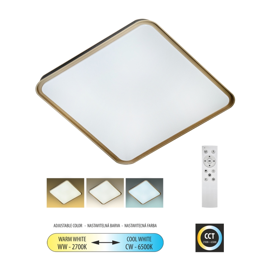 Dimbare LED plafondlamp UNA LED/60W/230V 2700-6500K 50x50 cm + afstandsbediening