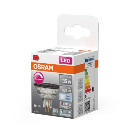 Dimbare LED-reflectorlamp MR16 GU5,3/5W/12V 4000K 36° CRI 90 - Osram