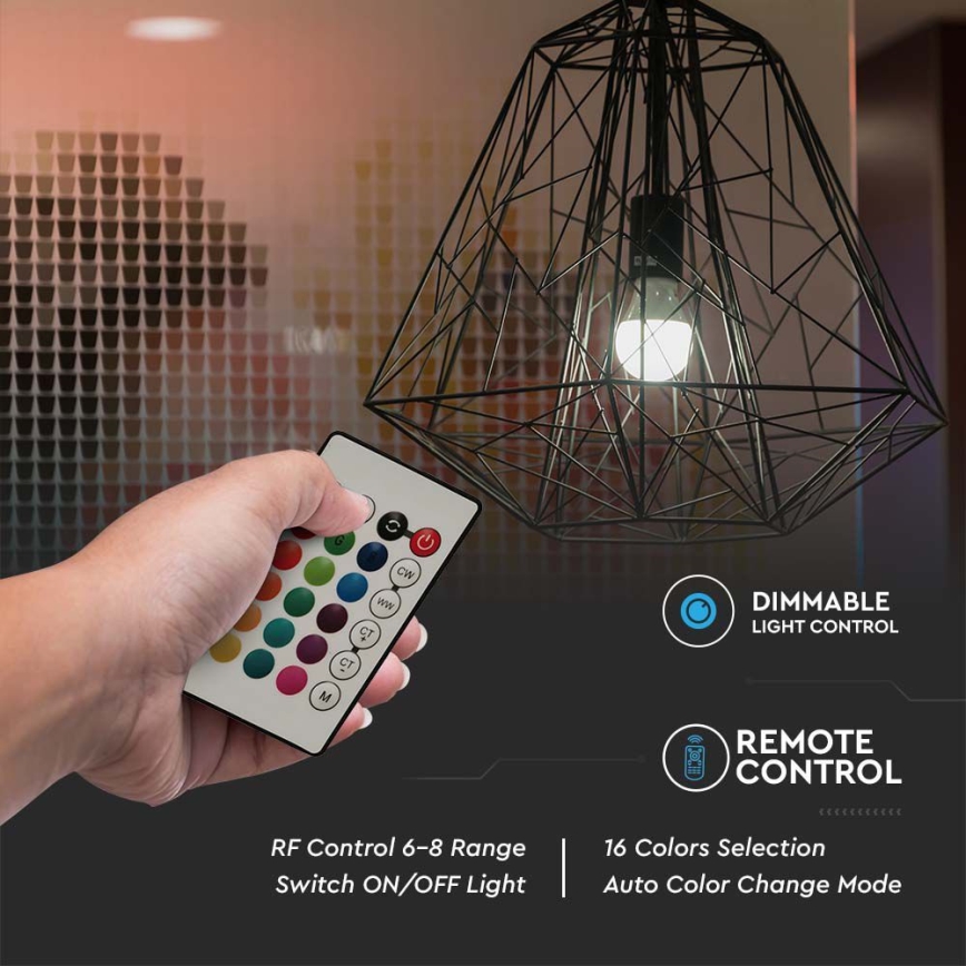 Dimbare LED RGB lamp A60 E27/8,5W/230V 4000K + afstandsbediening