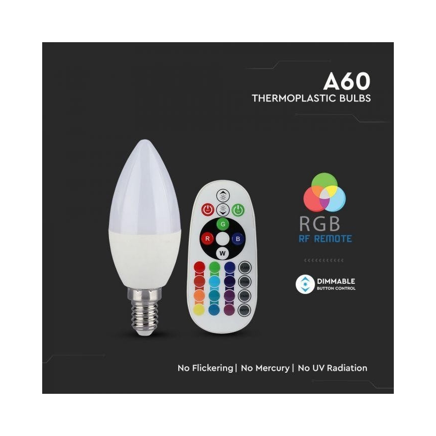 Dimbare LED RGB-lamp E14/3,5W/230V 6400K + afstandsbediening