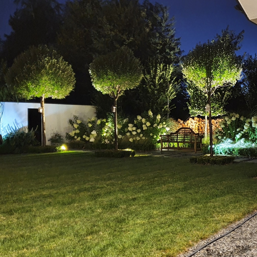 Dimbare LED RGBW buitenlamp BLAKE 1xGU10/4,8W/230V IP65 + afstandsbediening