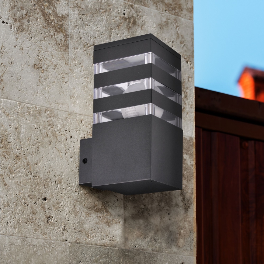 LED RGBW dimbaar buitenwandlamp TEKSAS 1xE27/12W/230V 2700-6500K IP44 antraciet