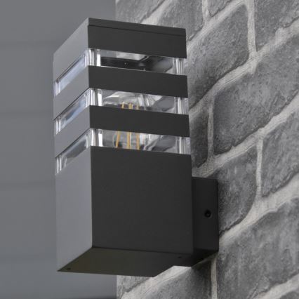 LED RGBW dimbaar buitenwandlamp TEKSAS 1xE27/12W/230V 2700-6500K IP44 antraciet