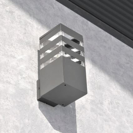 LED RGBW dimbaar buitenwandlamp TEKSAS 1xE27/9W/230V 2700-6500K Wi-Fi IP44 antraciet